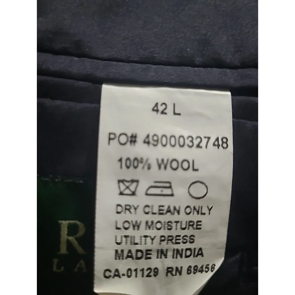 Lauren Ralph Lauren Blazer Mens 42L Dark Blue Gold Metal Buttons Sportscoat